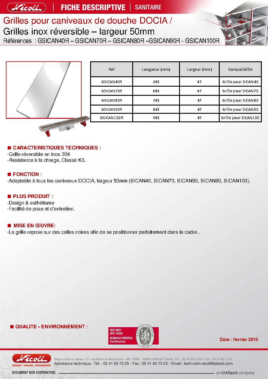 Fiche technique fournisseur