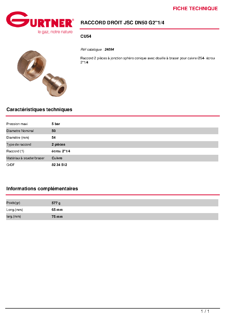 Fiche technique fournisseur