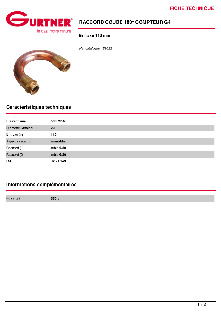 Fiche technique fournisseur