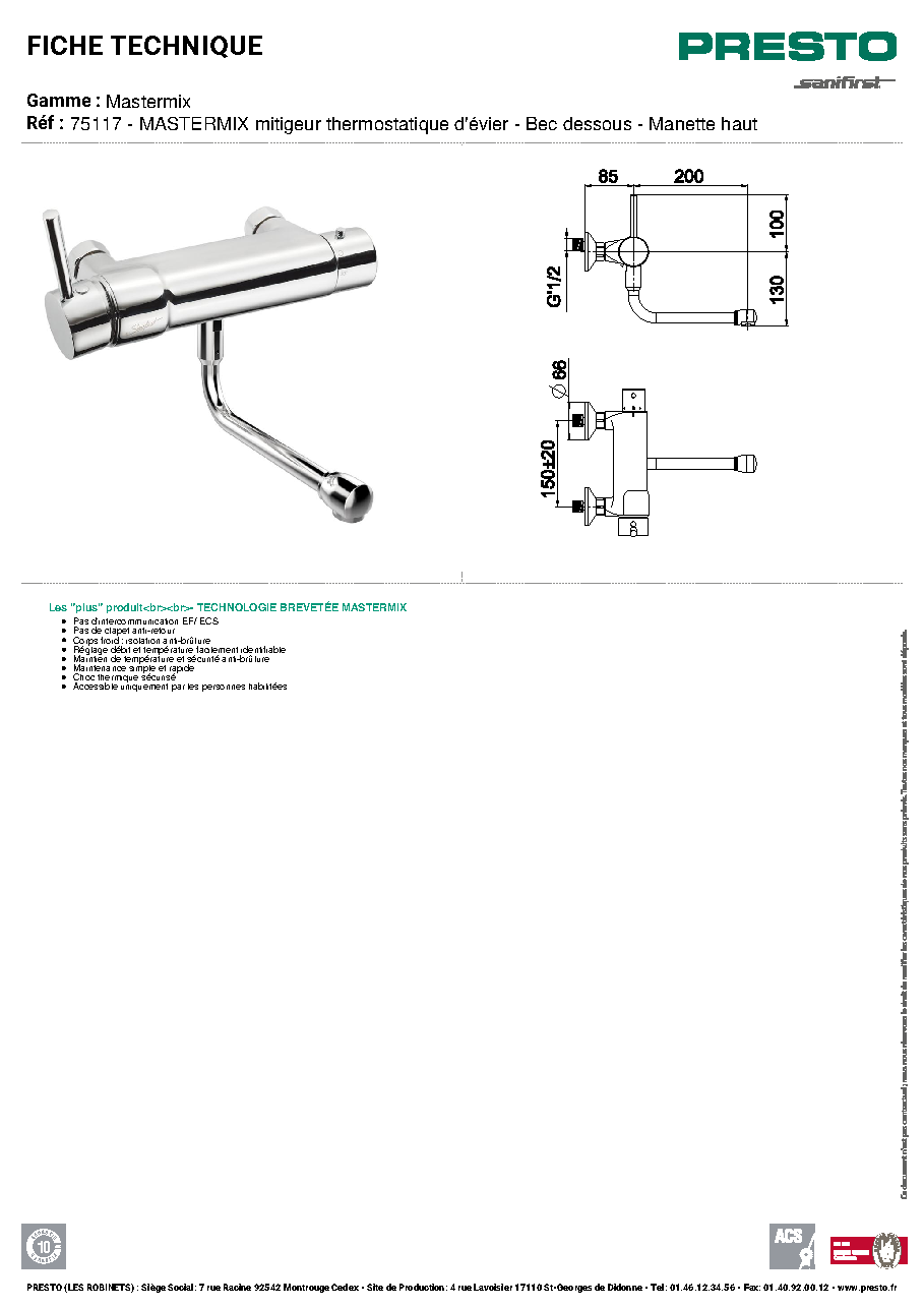 Fiche technique fournisseur