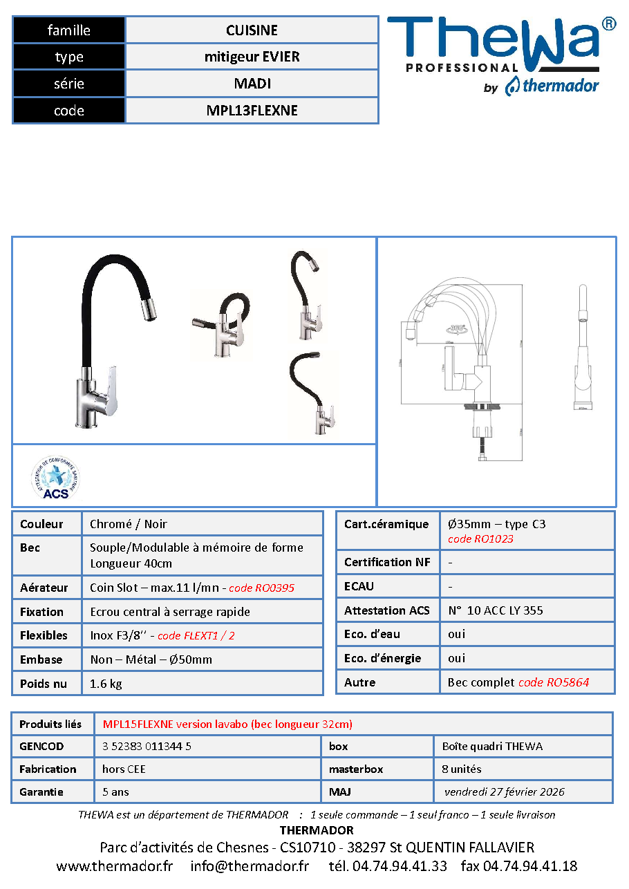 Fiche technique fournisseur