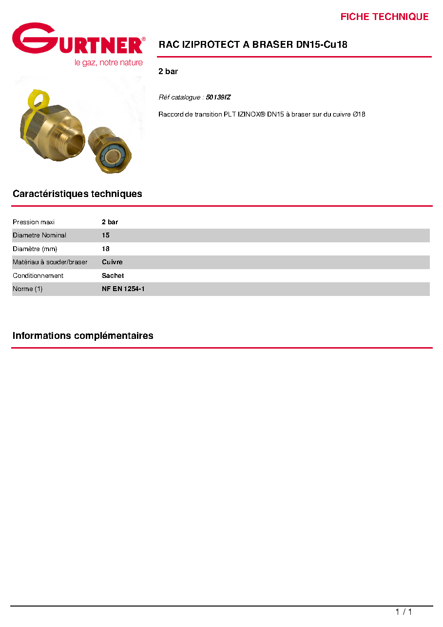 Fiche technique fournisseur