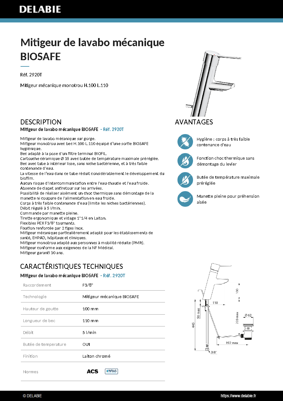 Fiche technique fournisseur