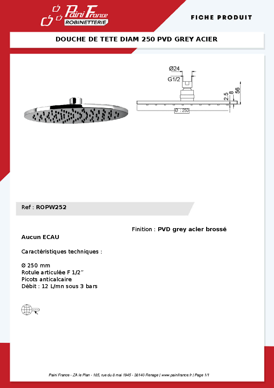 Fiche technique fournisseur