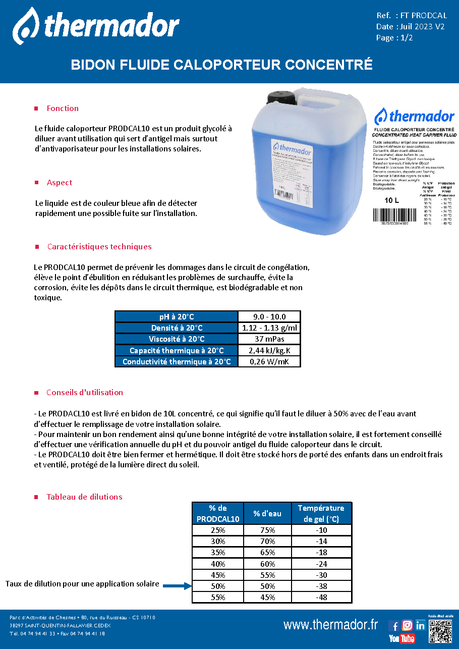 Fiche technique fournisseur