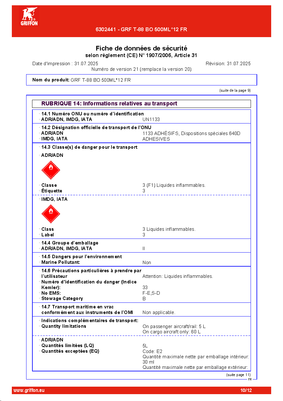 Fiche technique fournisseur