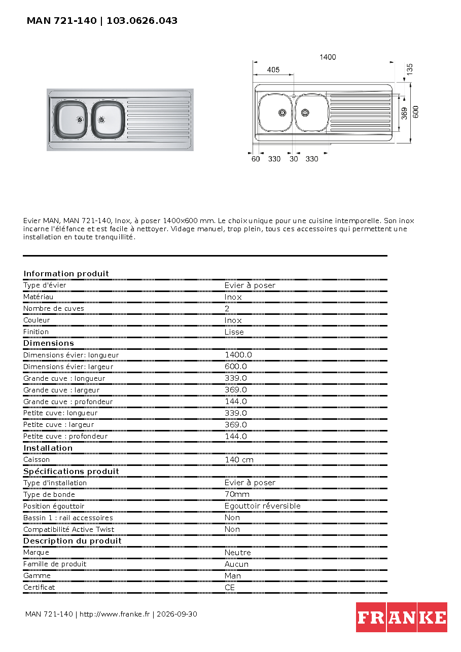 Fiche technique fournisseur