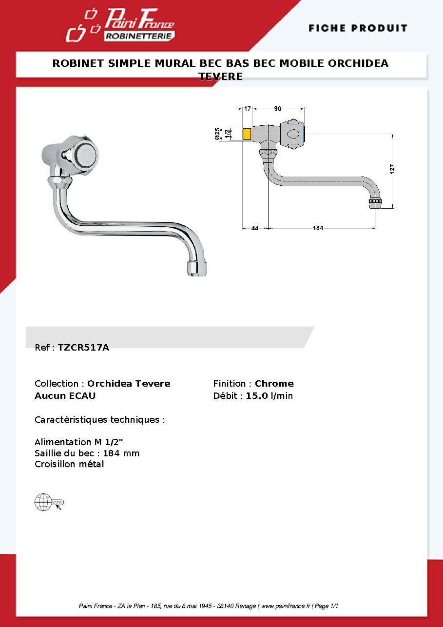 Fiche technique fournisseur