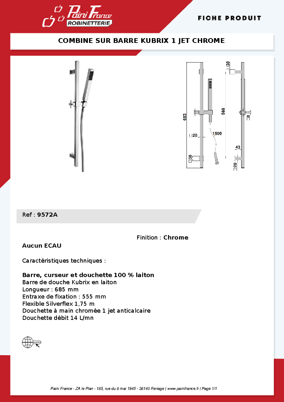 Fiche technique fournisseur