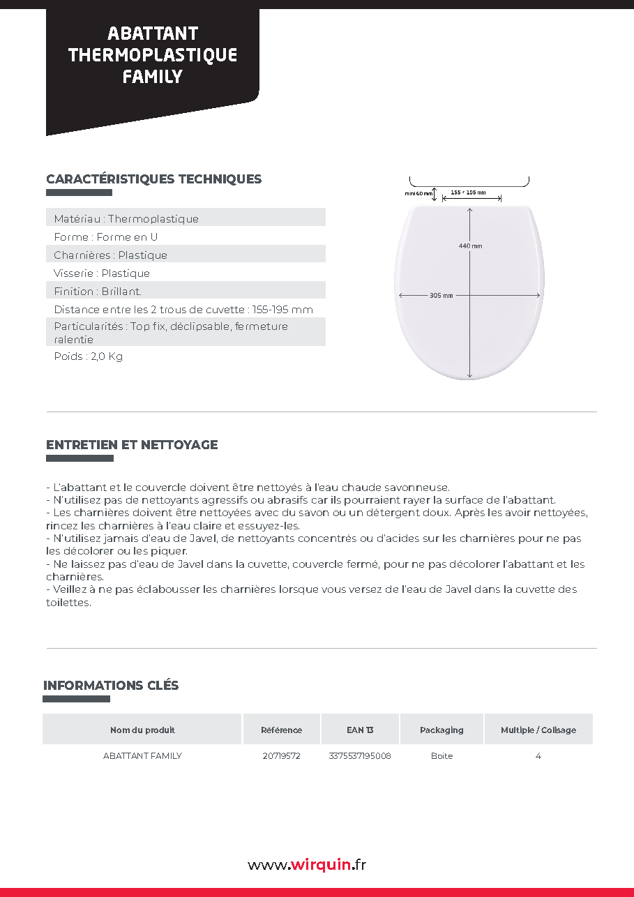Fiche technique fournisseur