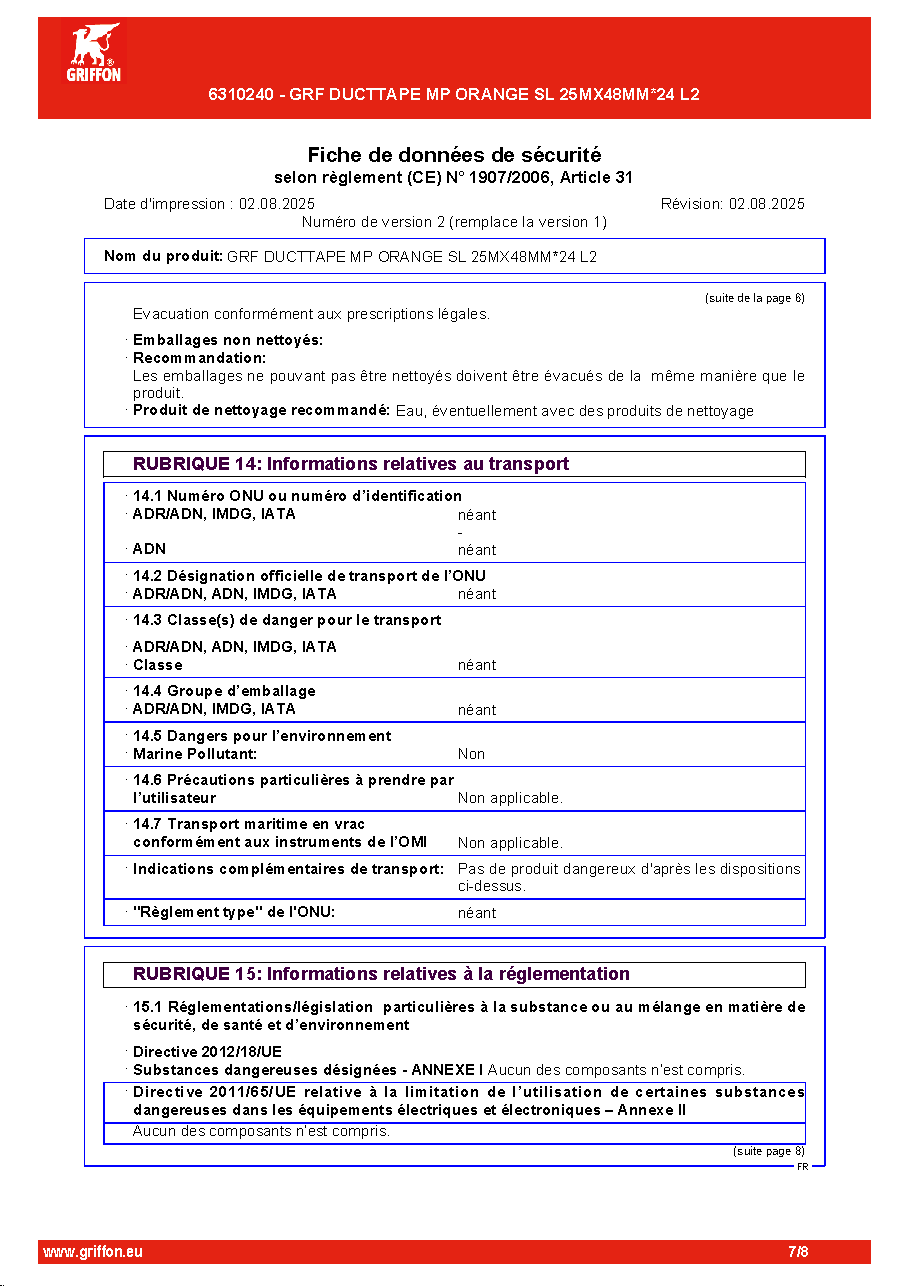 Fiche technique fournisseur