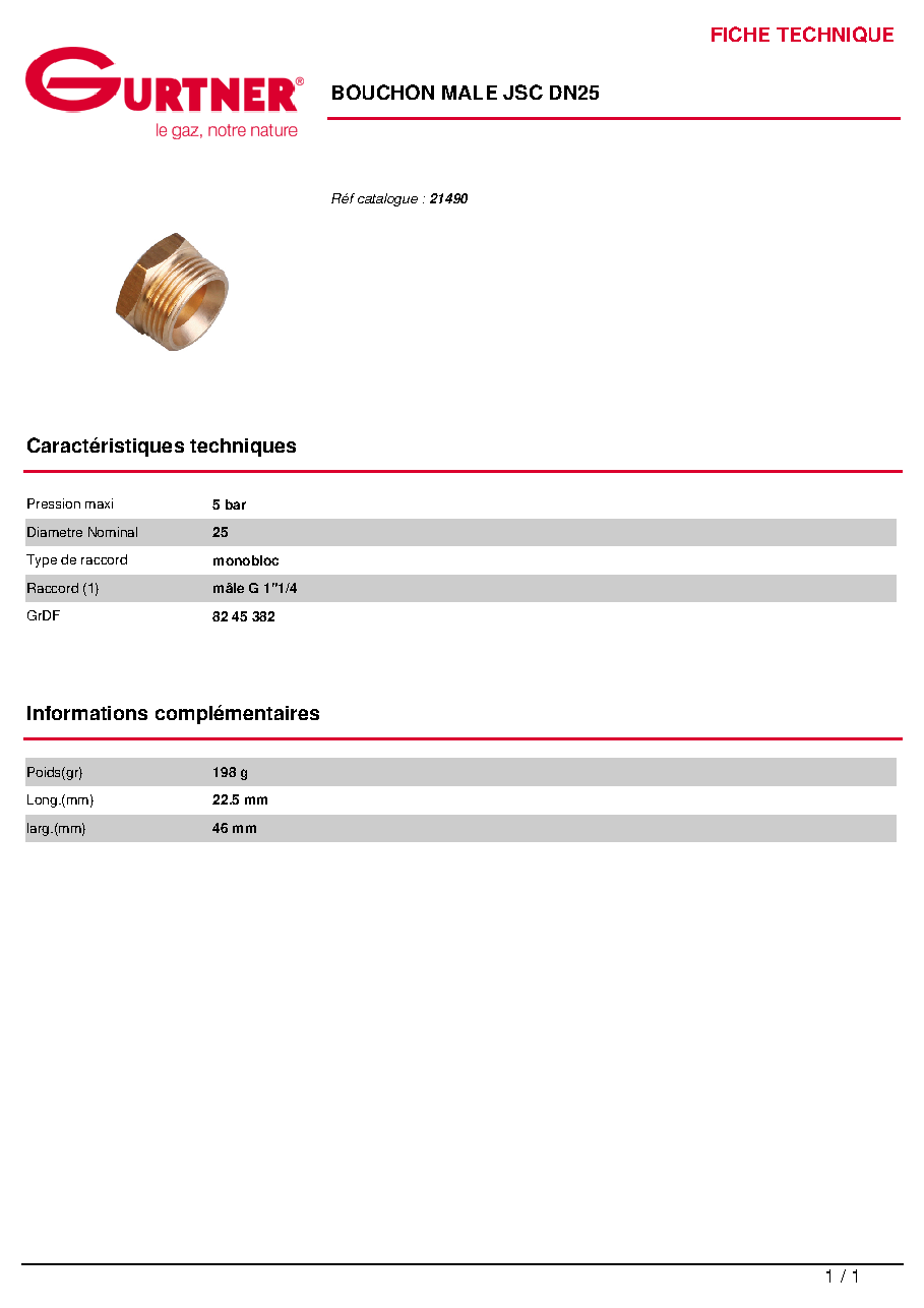 Fiche technique fournisseur