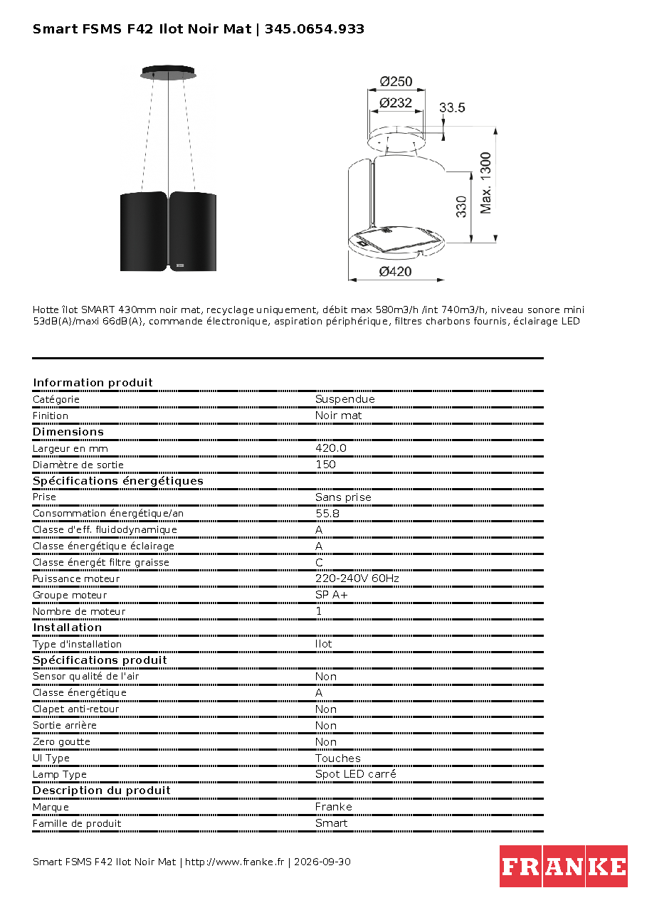 Fiche technique fournisseur