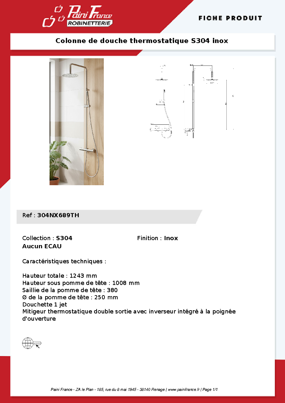 Fiche technique fournisseur