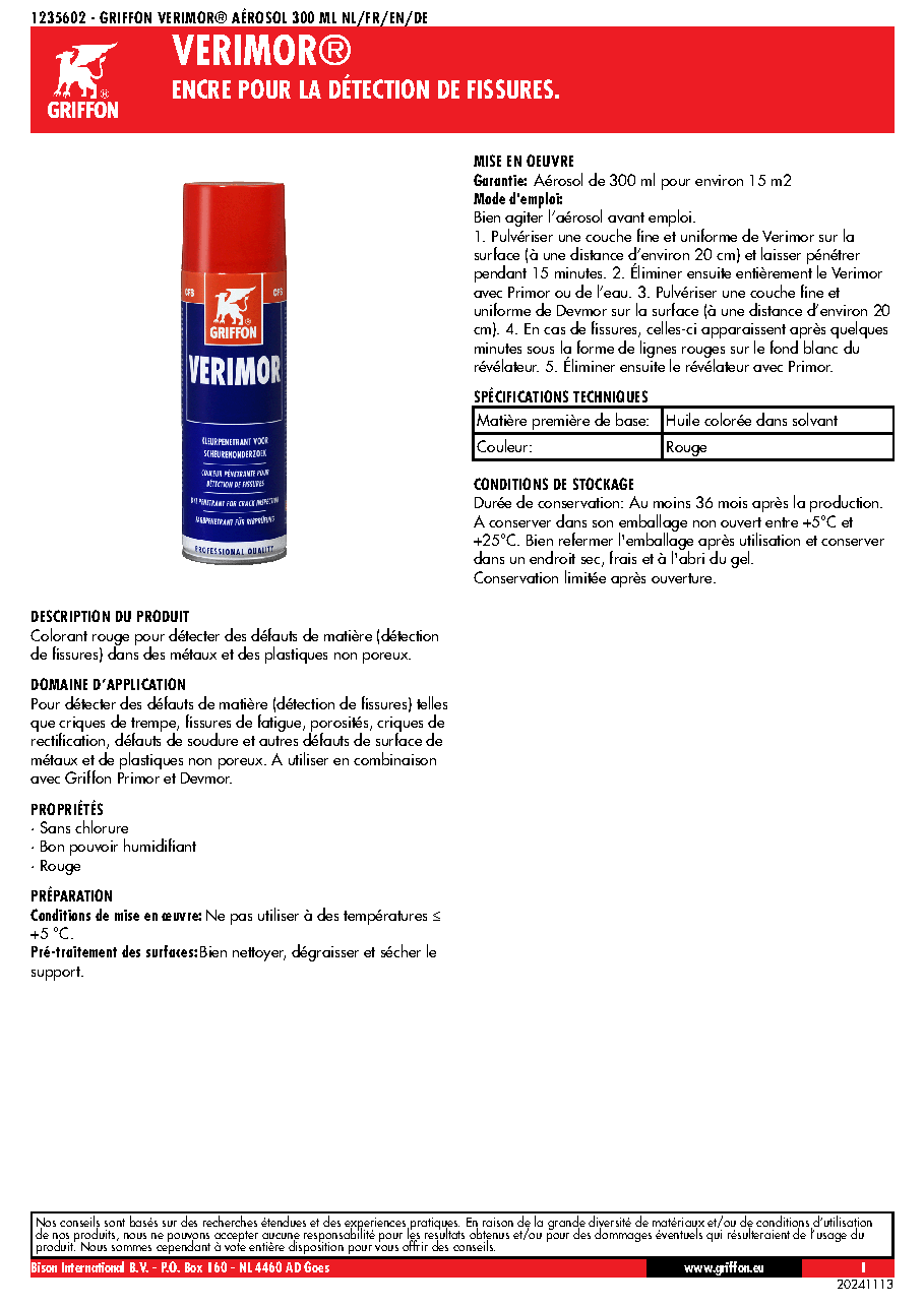 Fiche technique fournisseur