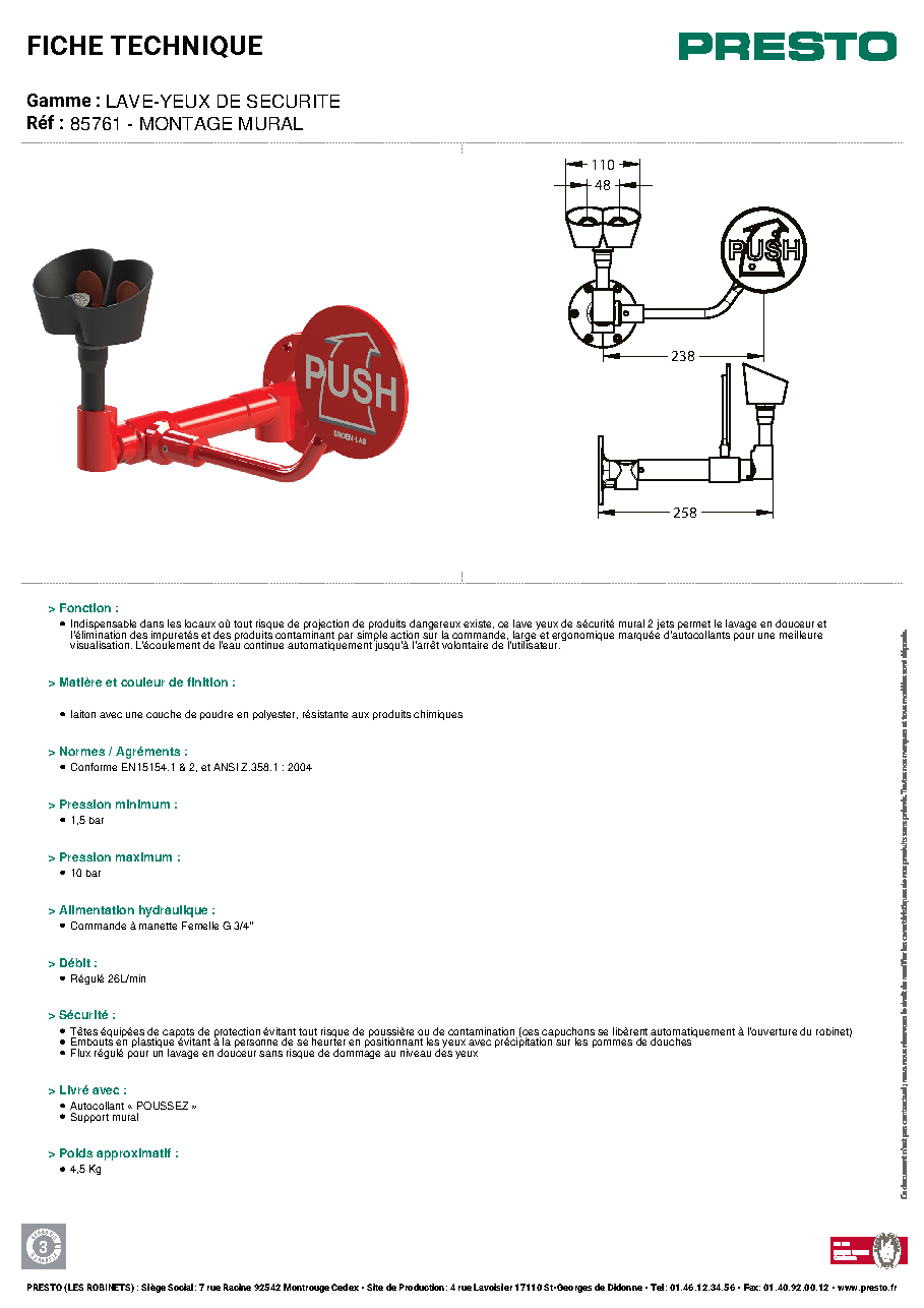 Fiche technique fournisseur