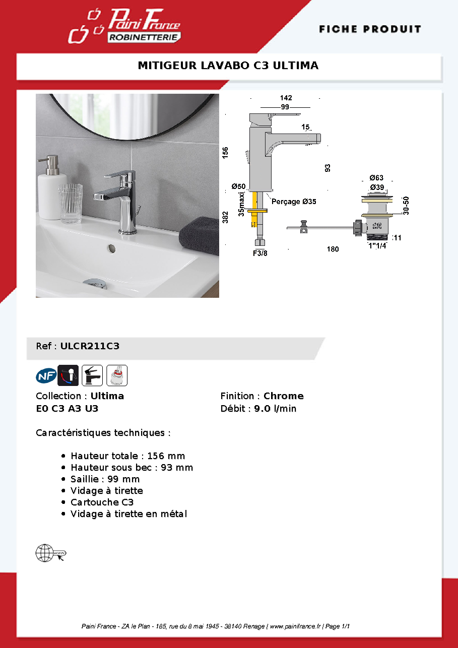 Fiche technique fournisseur