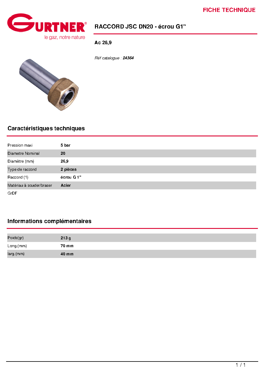 Fiche technique fournisseur