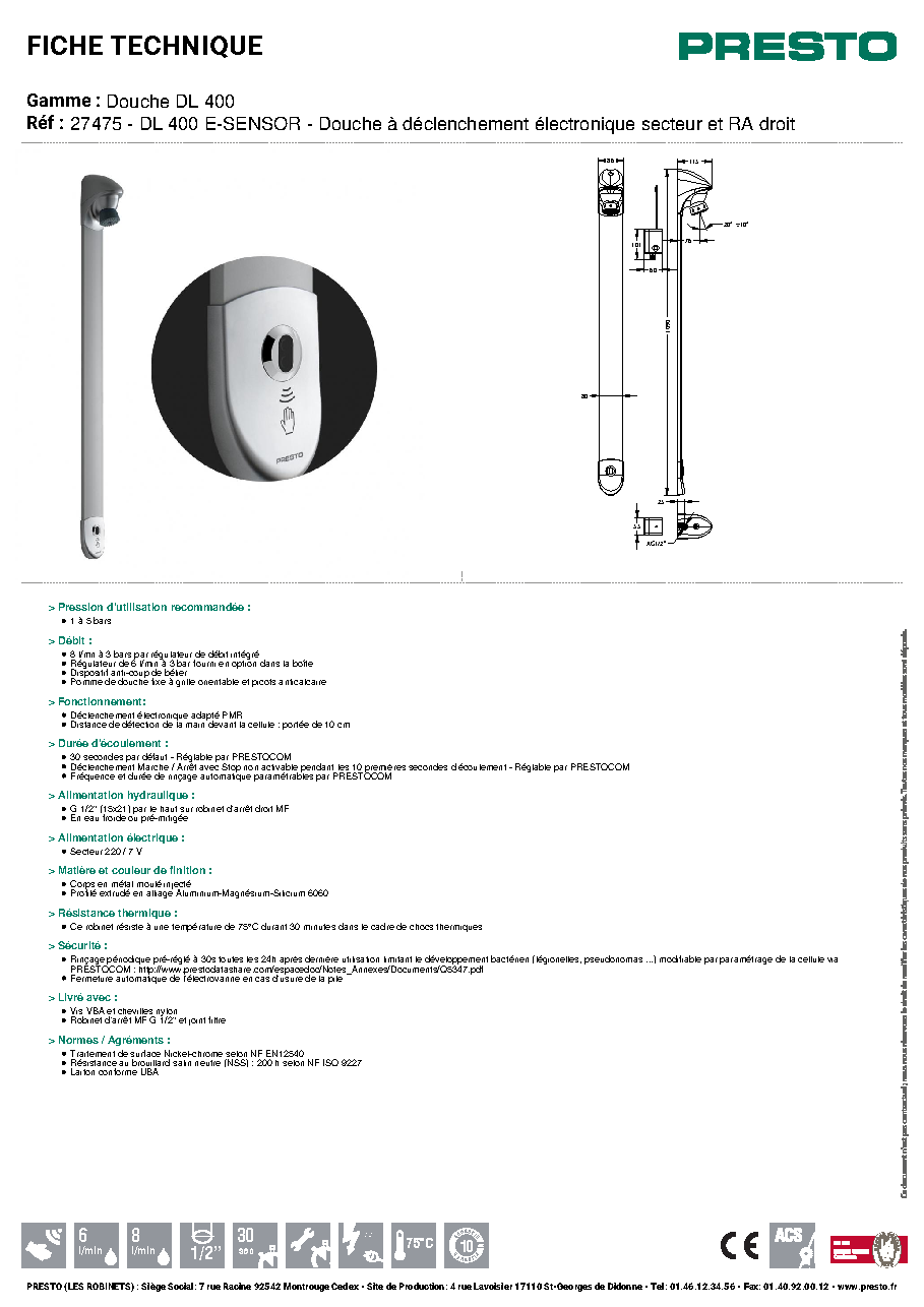 Fiche technique fournisseur
