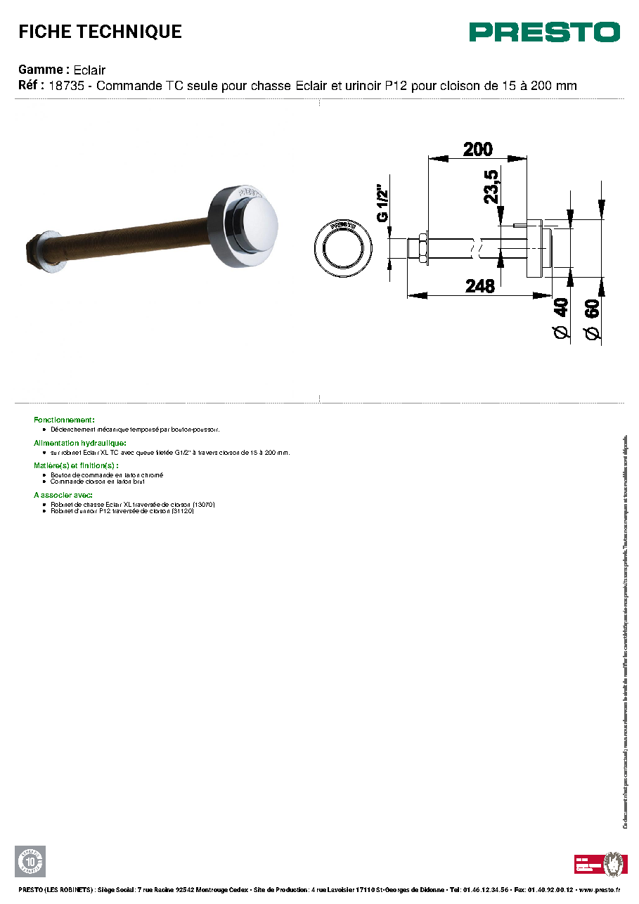 Fiche technique fournisseur