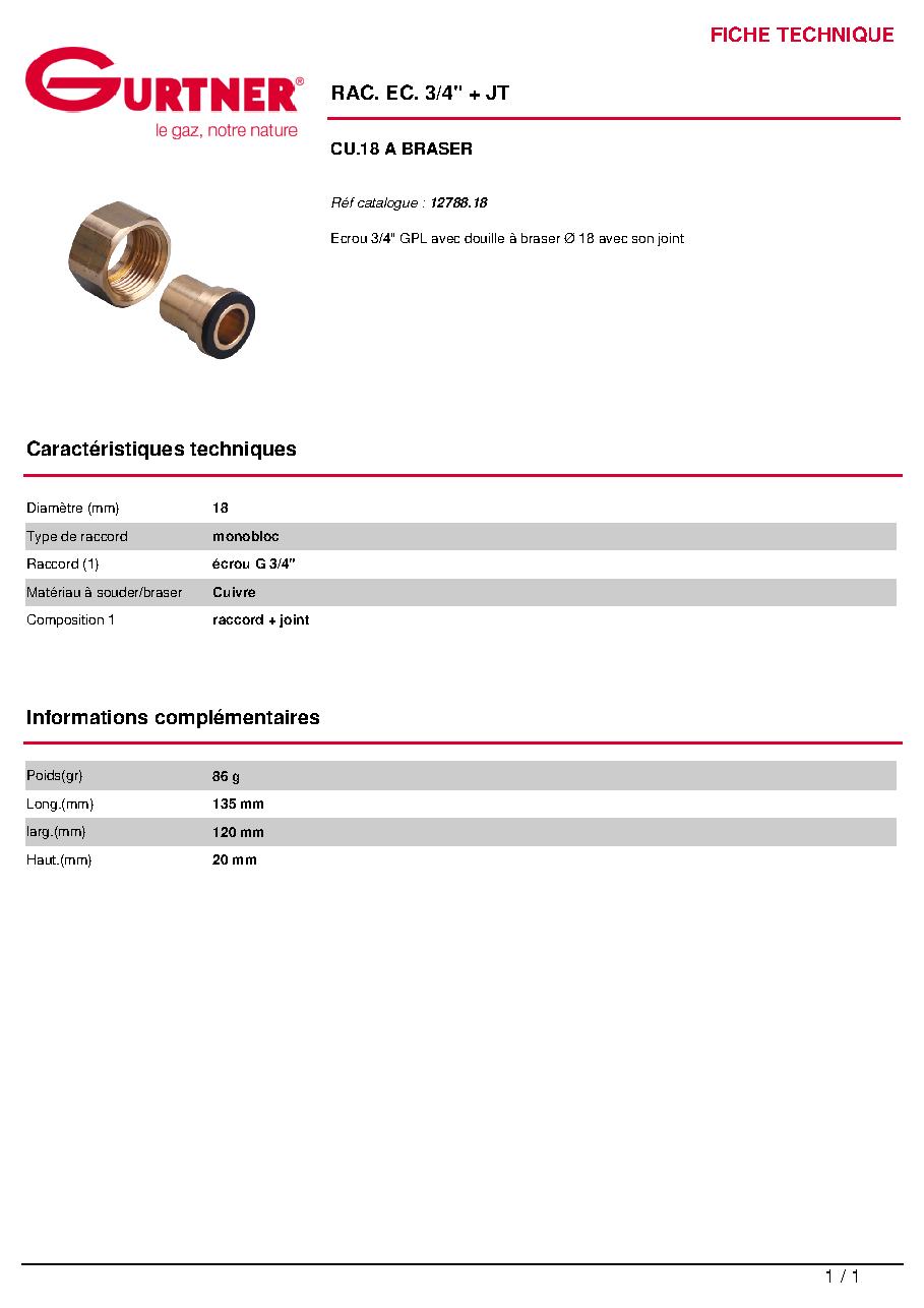Fiche technique fournisseur