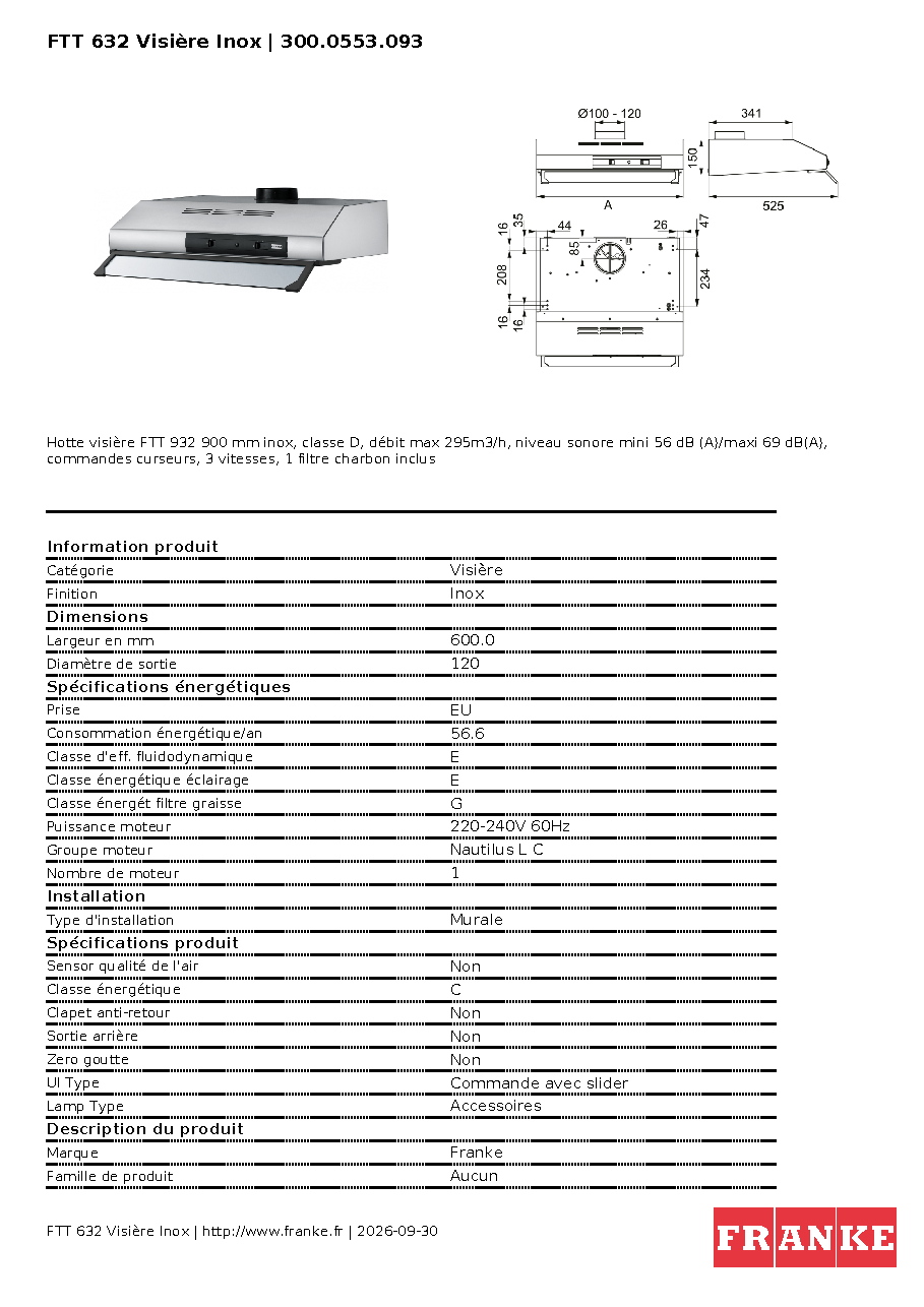 Fiche technique fournisseur