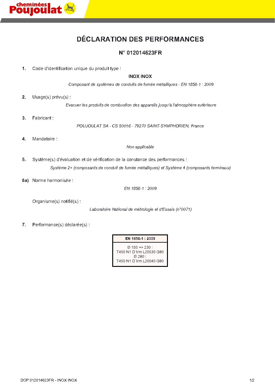 Fiche technique fournisseur
