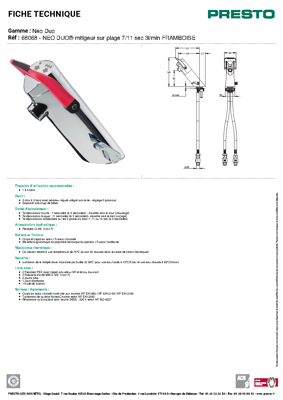 Fiche technique fournisseur