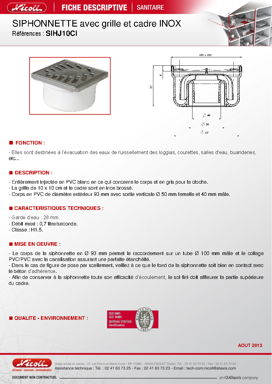 Fiche technique fournisseur