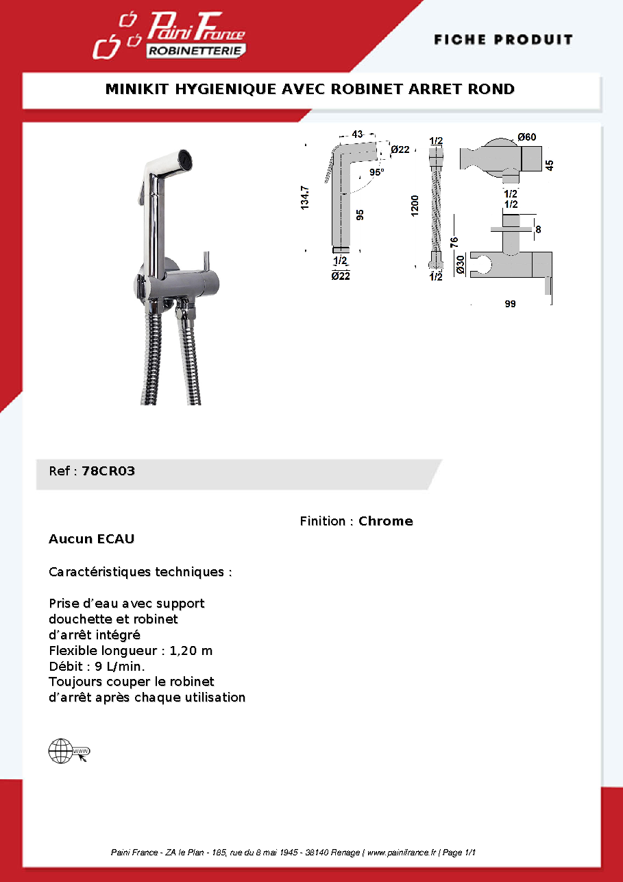 Fiche technique fournisseur