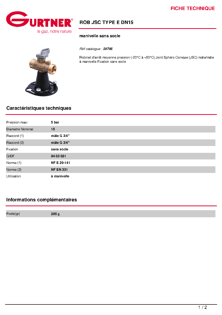 Fiche technique fournisseur