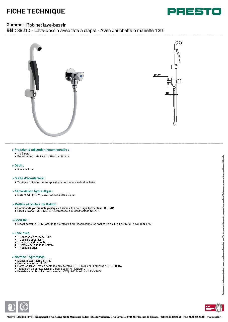 Fiche technique fournisseur