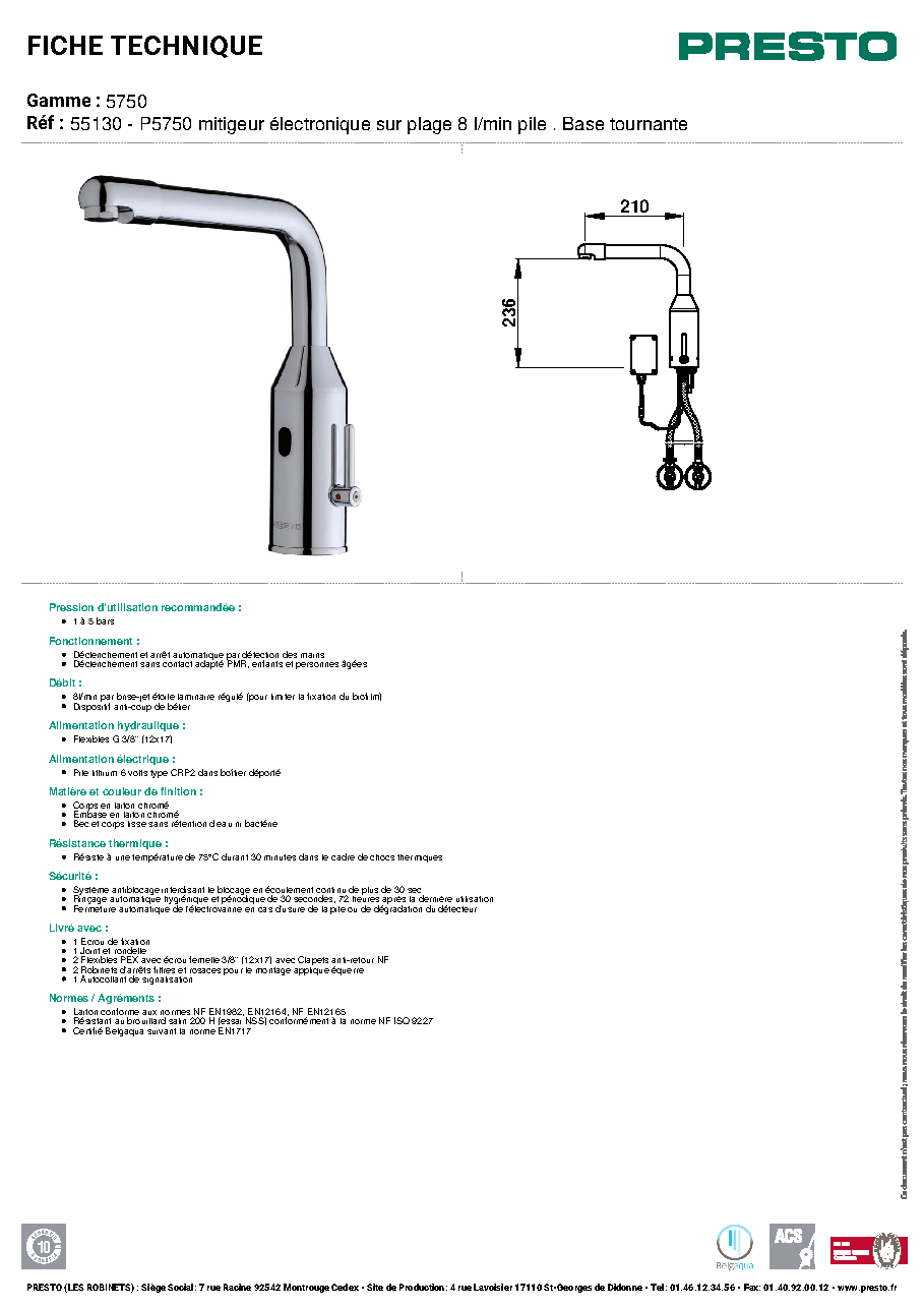 Fiche technique fournisseur