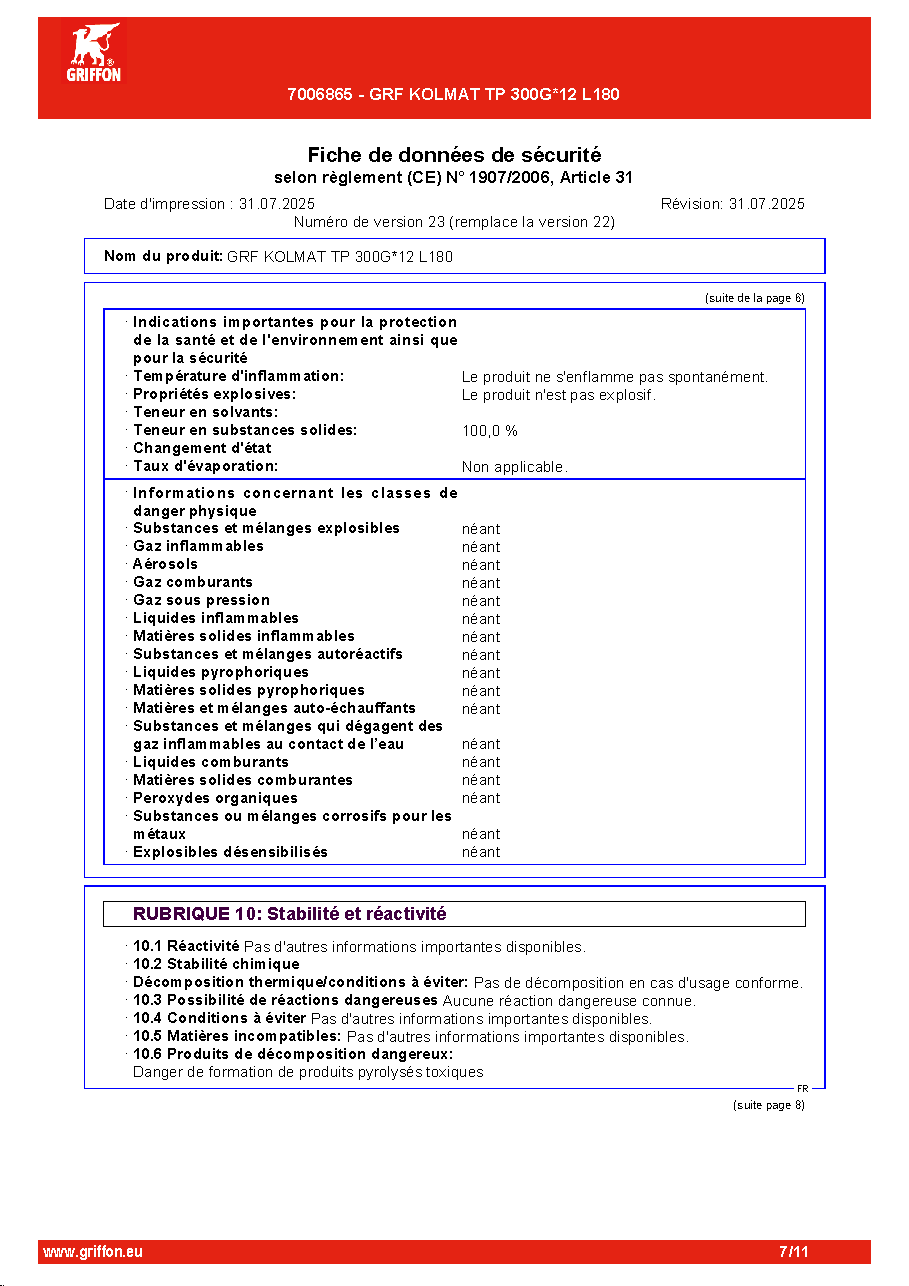 Fiche technique fournisseur