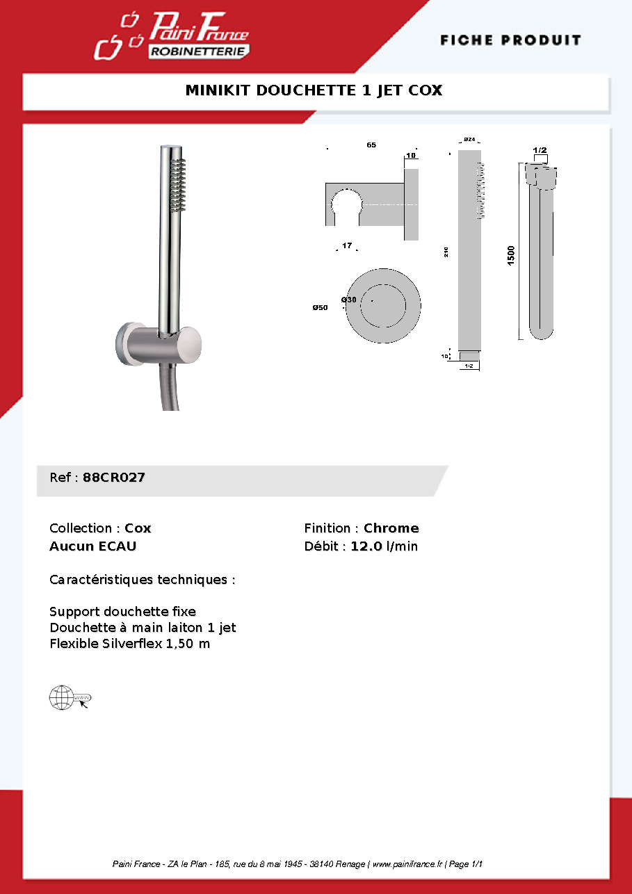 Fiche technique fournisseur