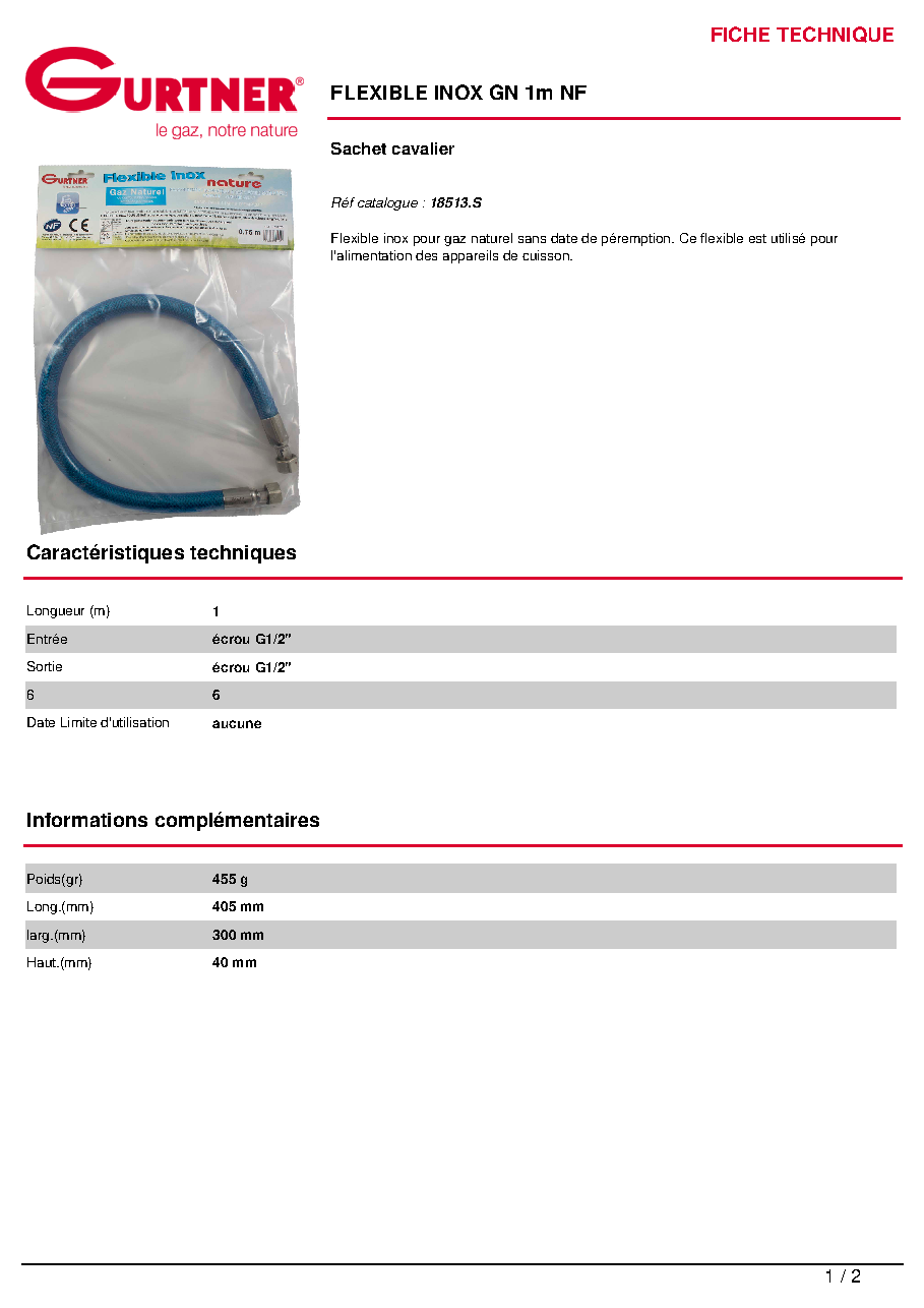 Fiche technique fournisseur