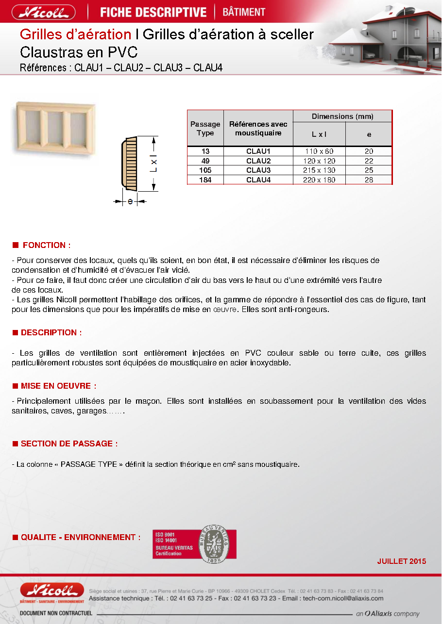 Fiche technique fournisseur