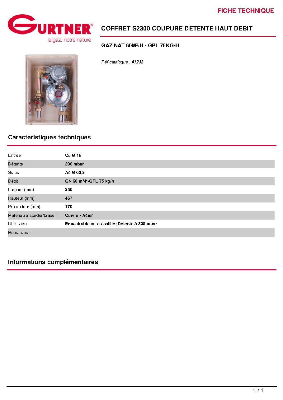 Fiche technique fournisseur