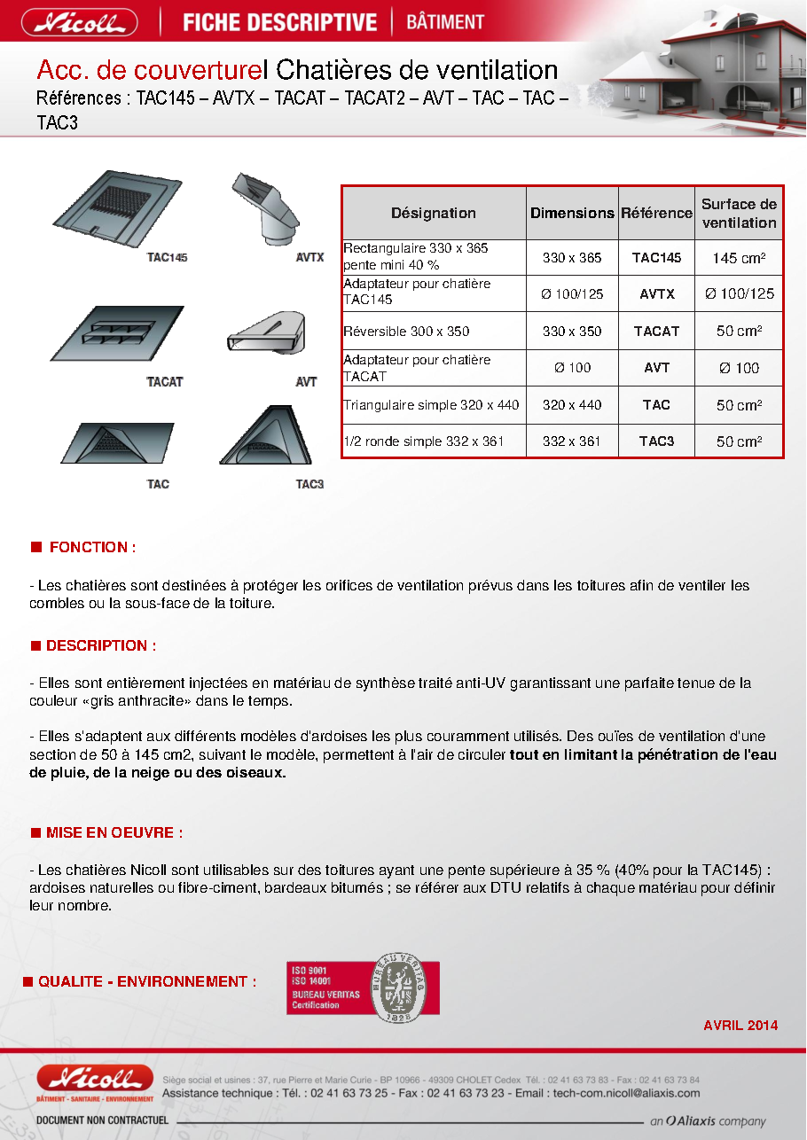 Fiche technique fournisseur