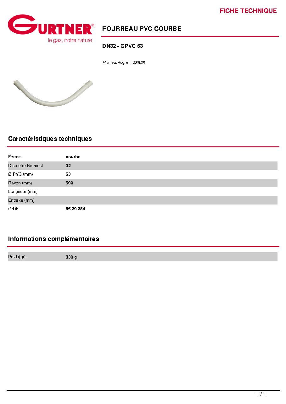 Fiche technique fournisseur
