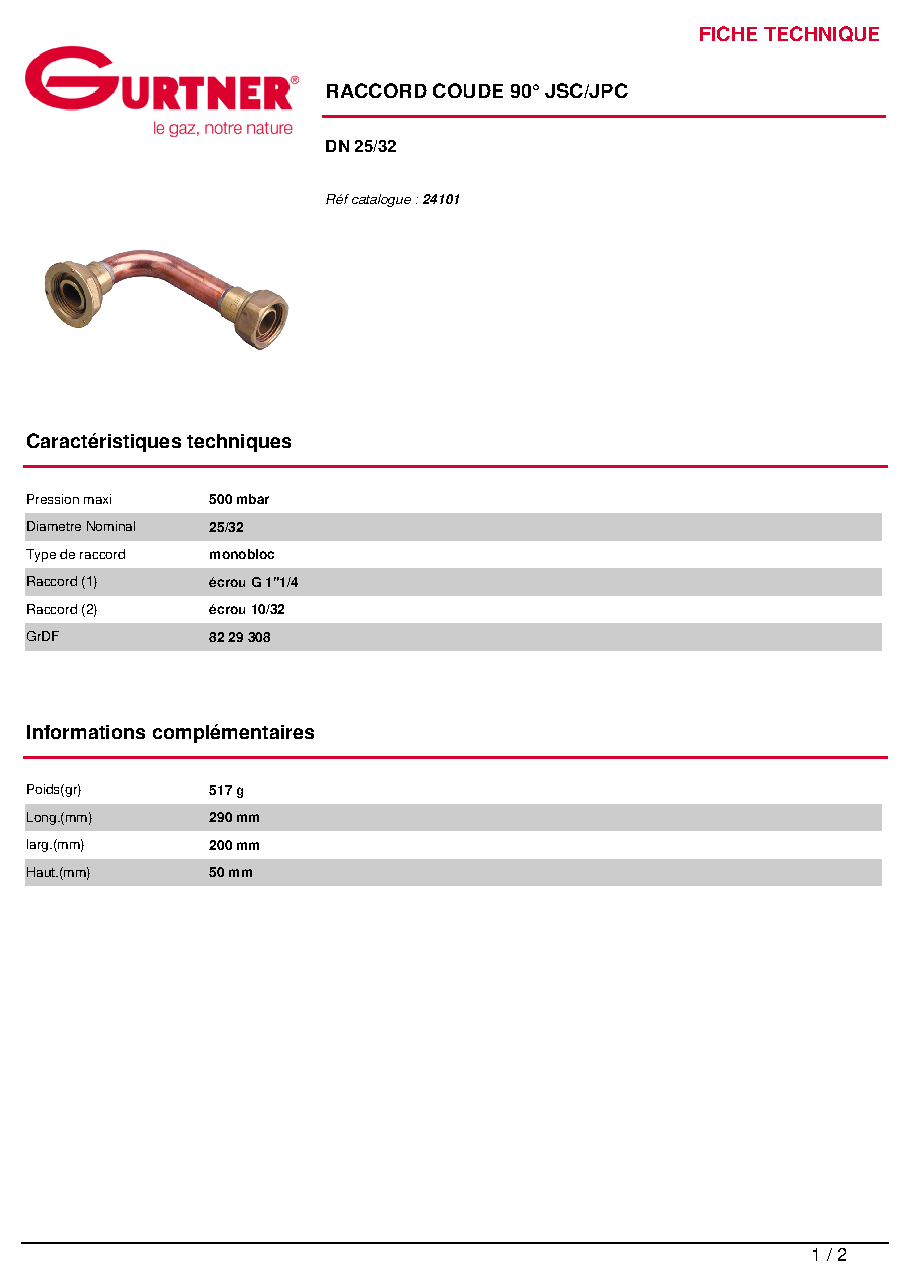Fiche technique fournisseur
