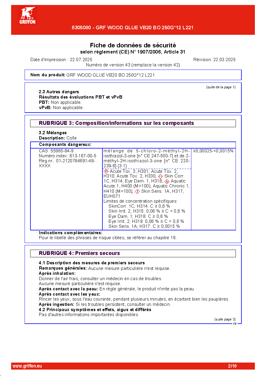 Fiche technique fournisseur