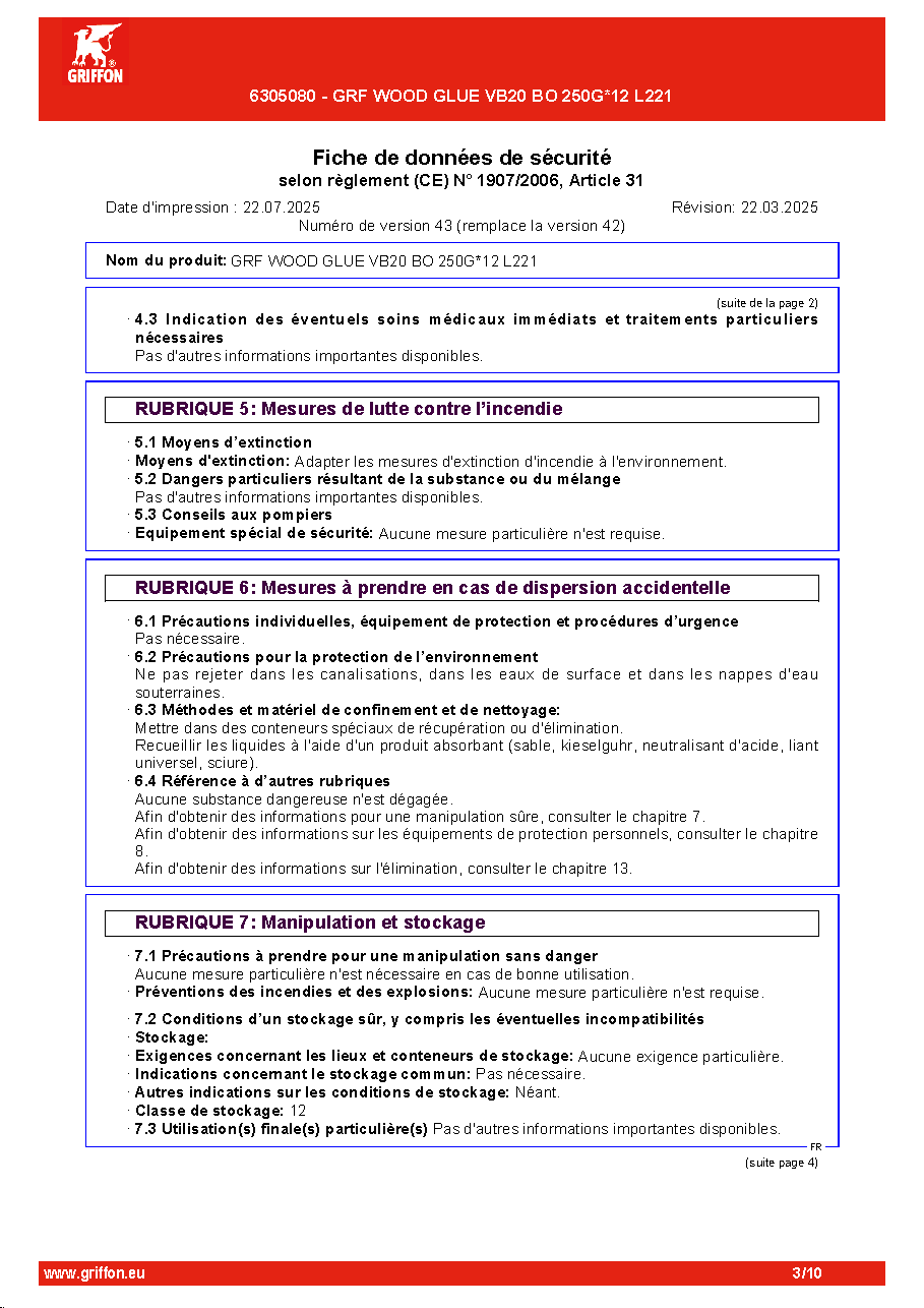 Fiche technique fournisseur