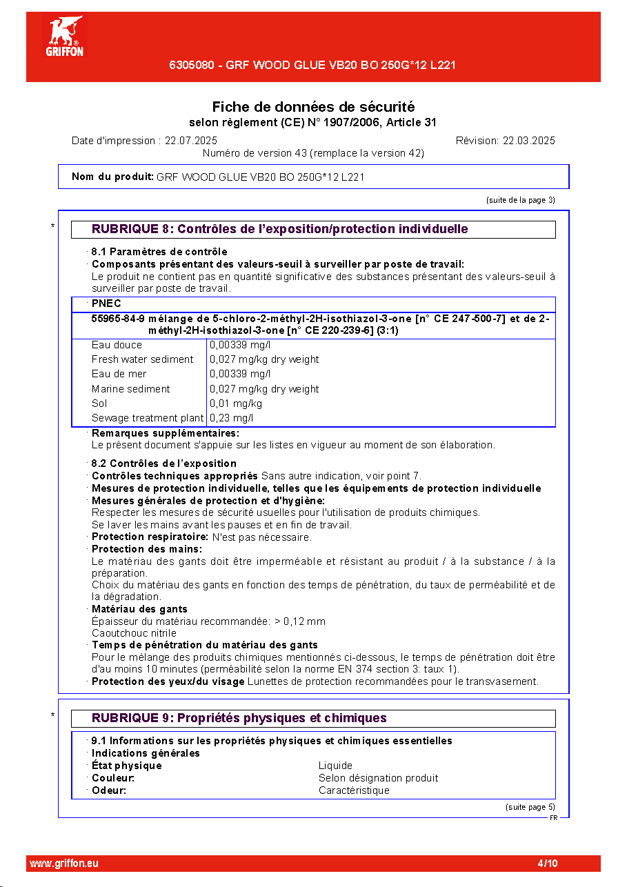 Fiche technique fournisseur