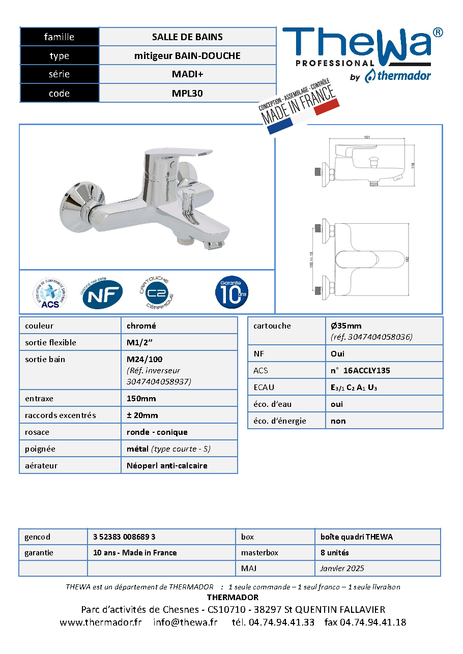 Fiche technique fournisseur