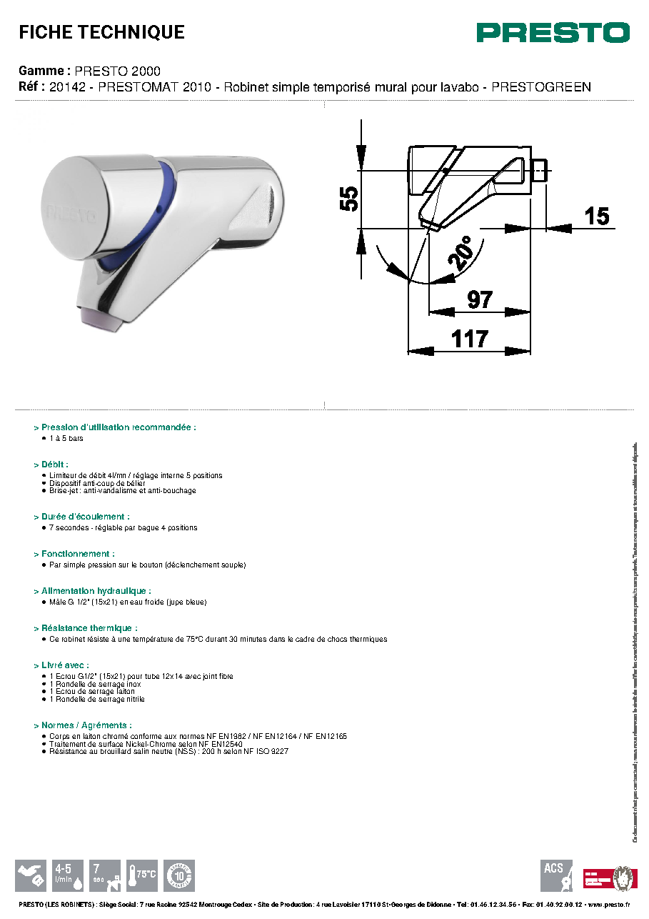 Fiche technique fournisseur