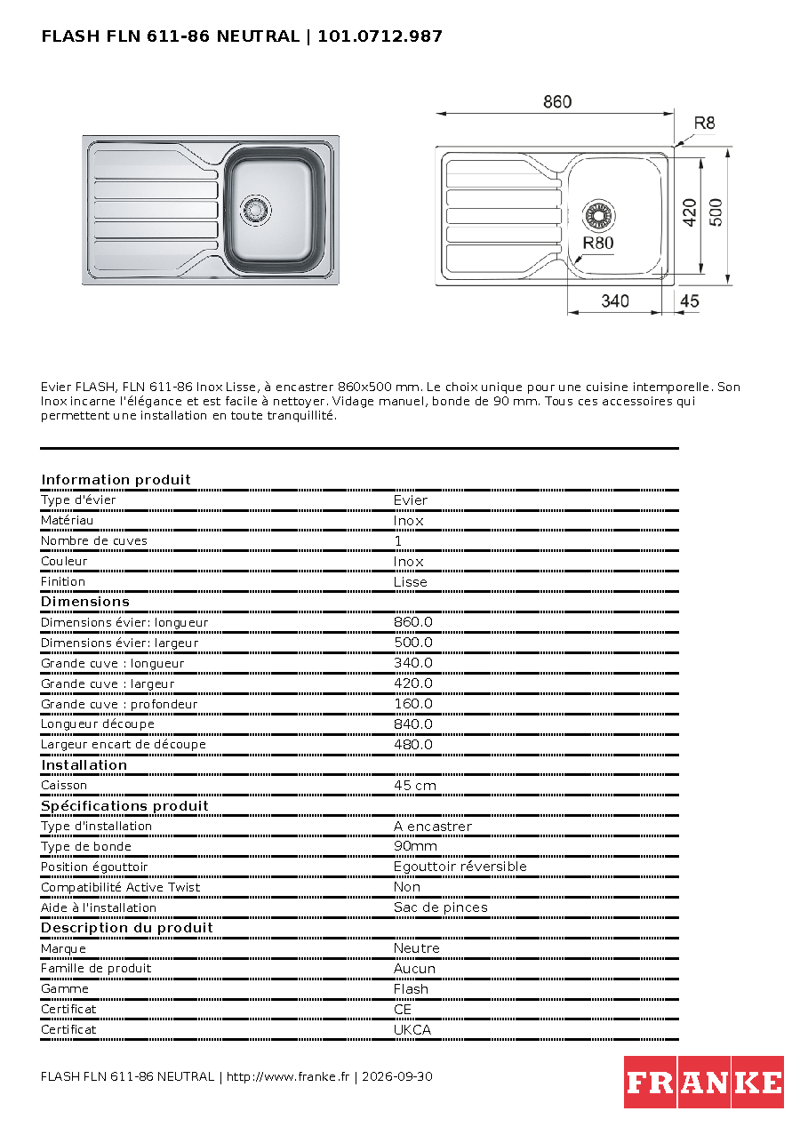 Fiche technique fournisseur