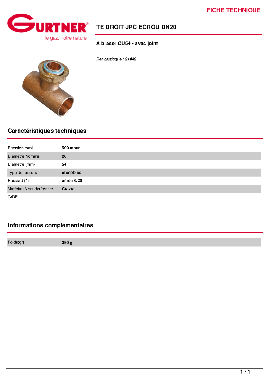 Fiche technique fournisseur