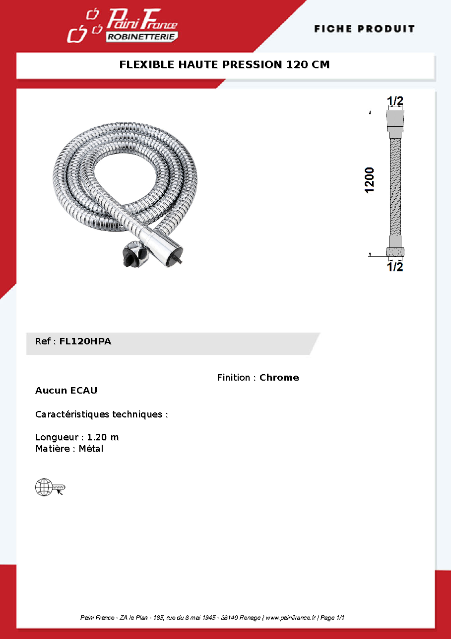 Fiche technique fournisseur