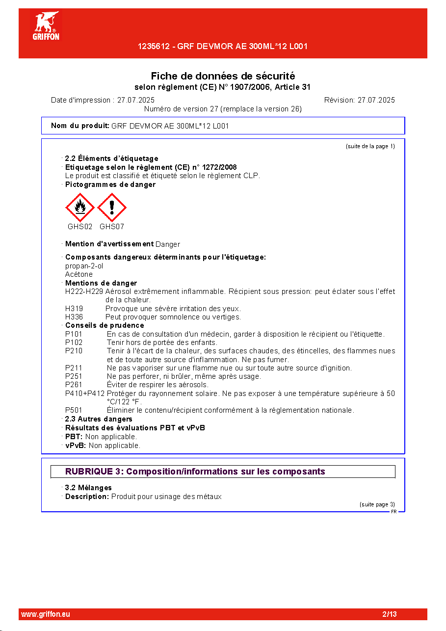 Fiche technique fournisseur